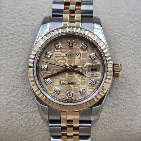 2008 Rolex Lady Datejust 26mm Anniversary Champagne Diamond Dial Hidden Clasp