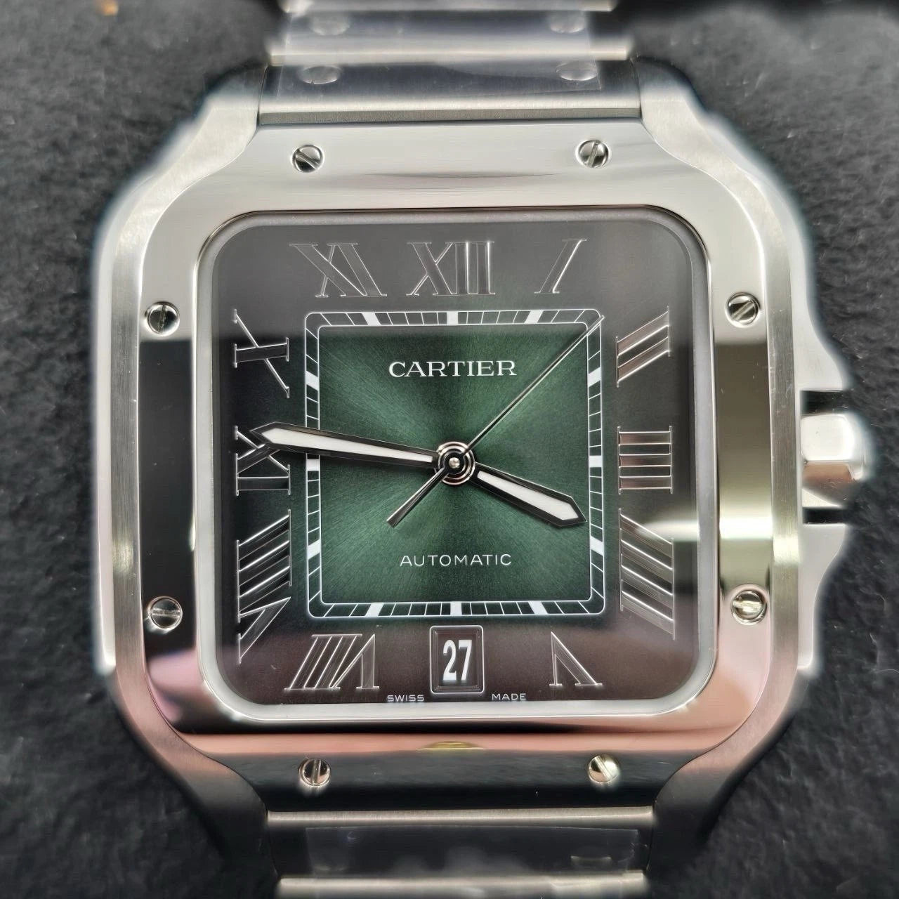 NEW 2025 Cartier Santos Steel Green Dial 40mm Automatic Watch WSSA0062