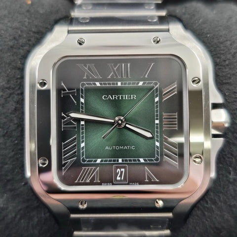NEW 2025 Cartier Santos Steel Green Dial 40mm Automatic Watch WSSA0062