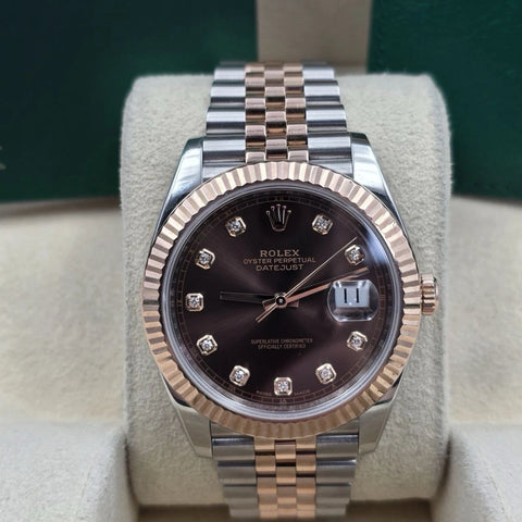 2019 PAPERS Rolex Datejust 41mm 126331 Two-Tone Chocolate Diamond Dial BOX