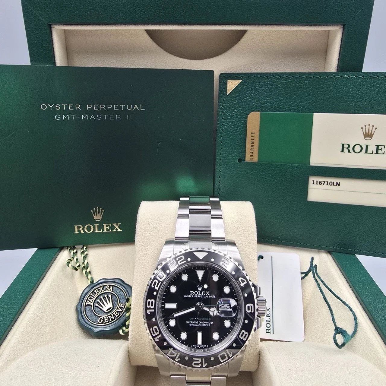 2018 PAPERS Rolex GMT Master II 116710LN Steel Ceramic "Green Arrow" 40mm BOX