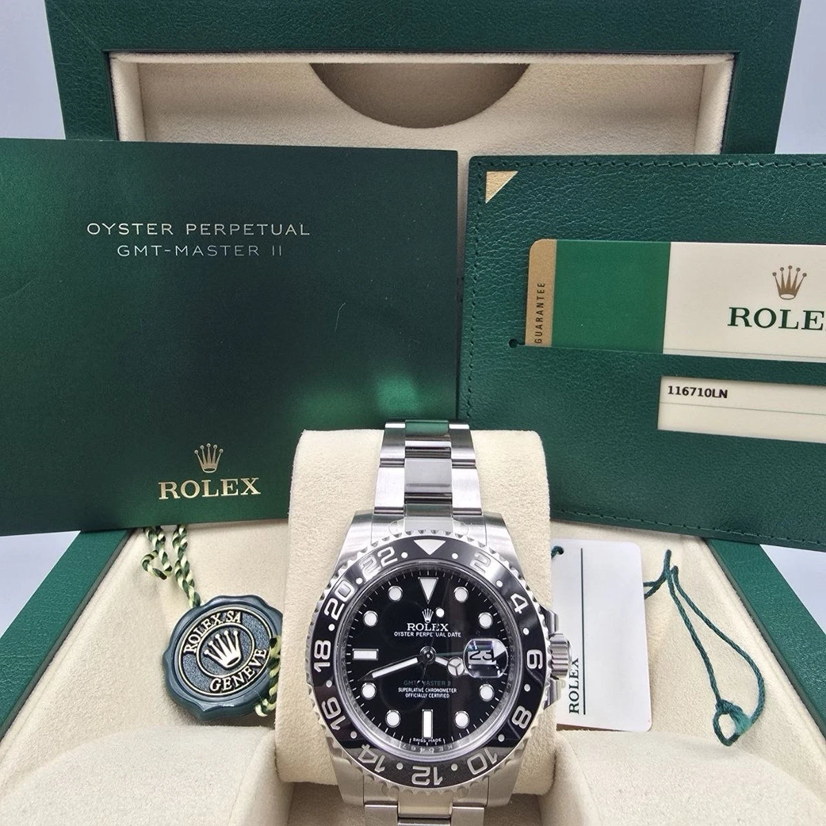 2018 PAPERS Rolex GMT Master II 116710LN Steel Ceramic "Green Arrow" 40mm BOX