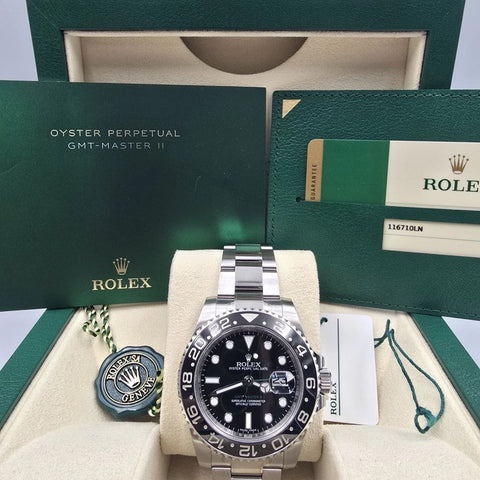 2018 PAPERS Rolex GMT Master II 116710LN Steel Ceramic "Green Arrow" 40mm BOX
