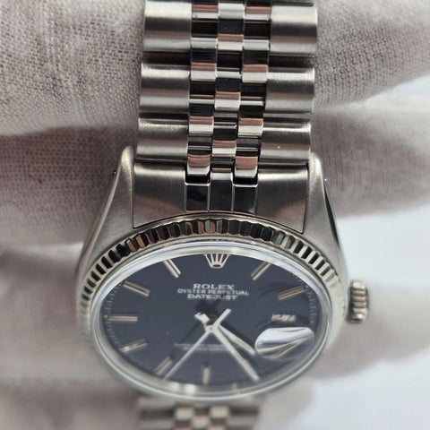 Rolex Datejust 36mm Oyster Perpetual White Gold Steel FACTORY Blue Dial 16014