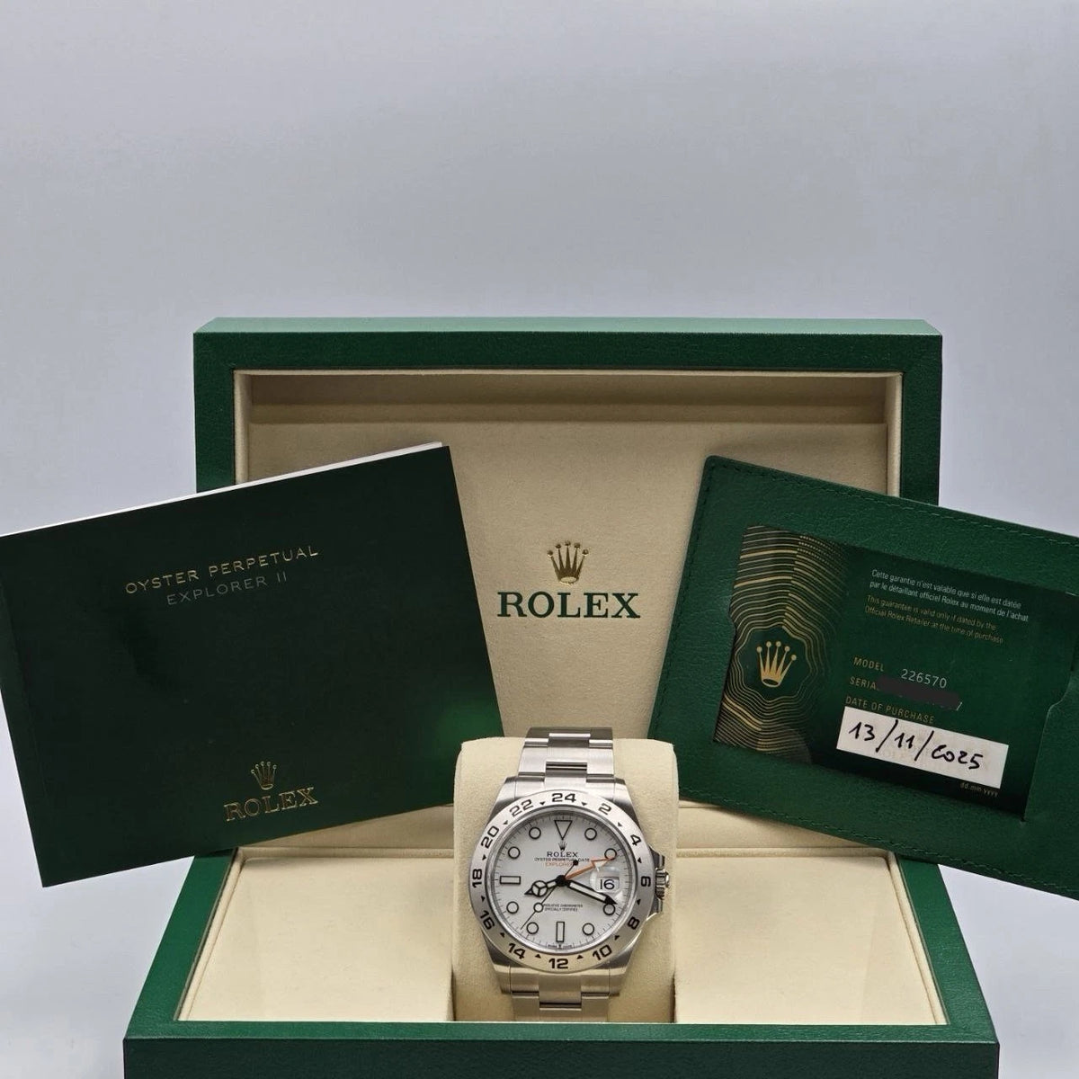 NEW 2025 Rolex Explorer II 42mm 226570 Stainless Steel White Polar Dial UNWORN