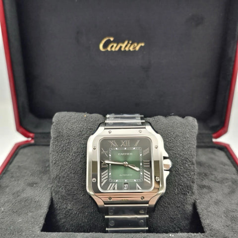 NEW 2025 Cartier Santos Steel Green Dial 40mm Automatic Watch WSSA0062