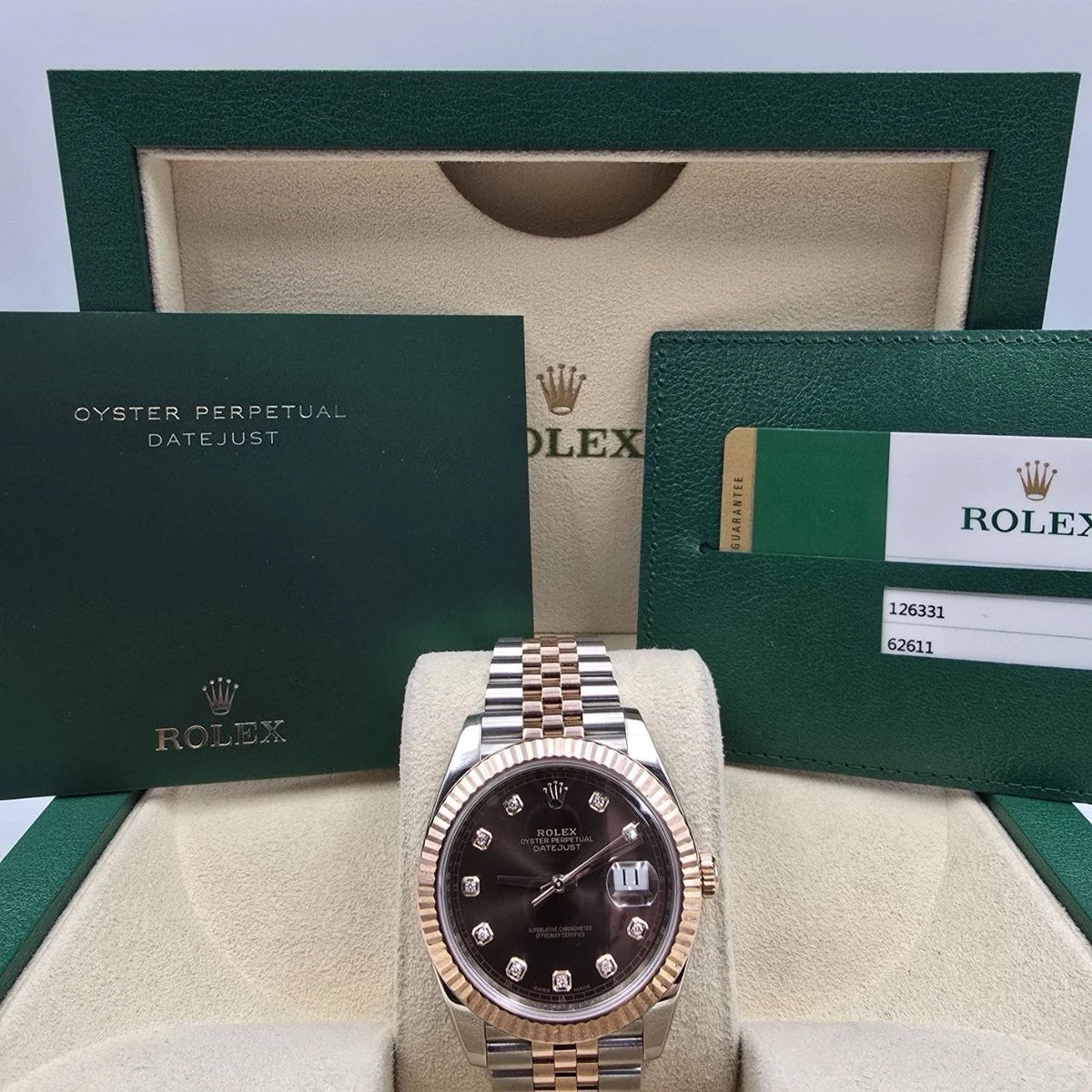 2019 PAPERS Rolex Datejust 41mm 126331 Two-Tone Chocolate Diamond Dial BOX