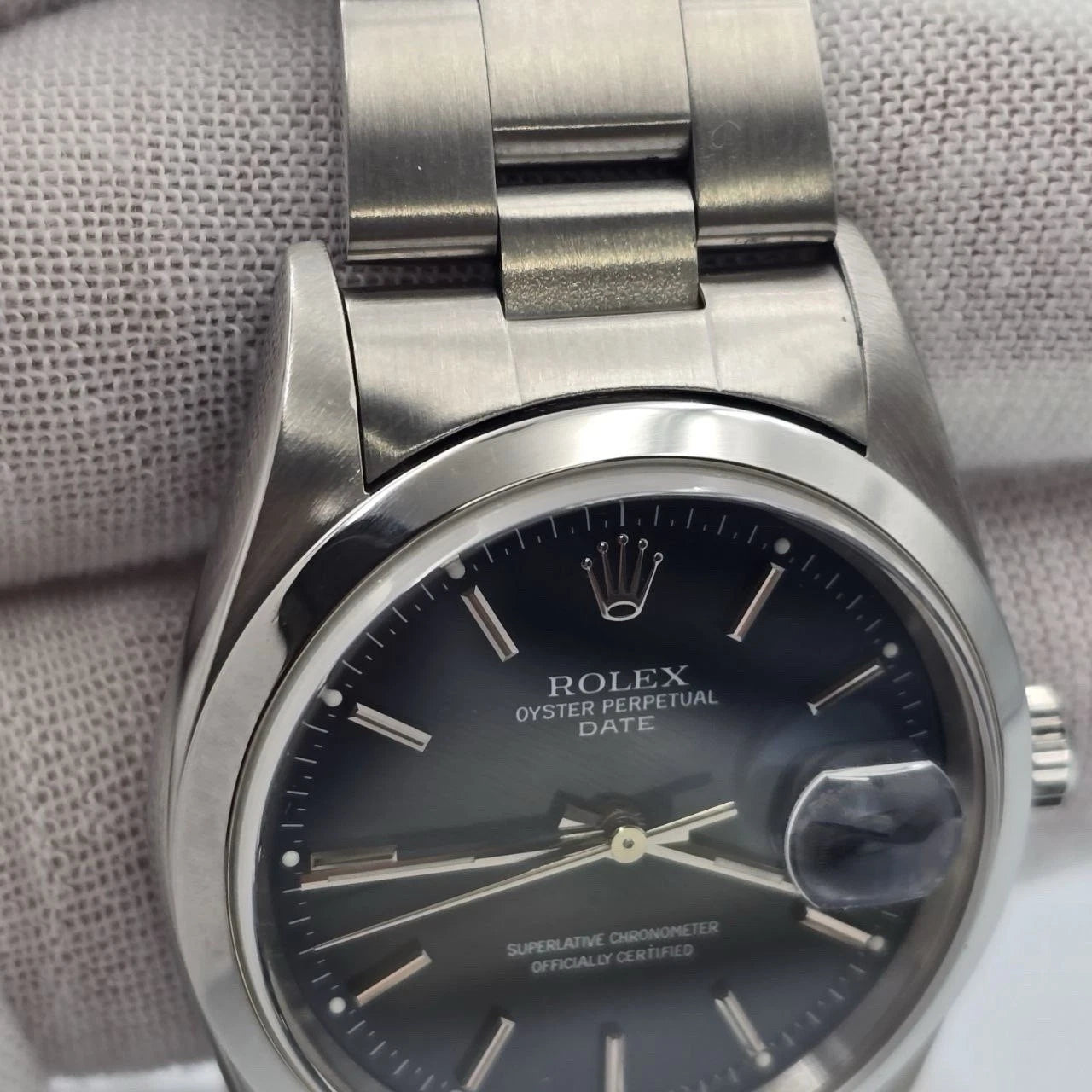 PAPERS Rolex Oyster Perpetual Date 15200 Stainless Steel Blue Dial 34MM Watch