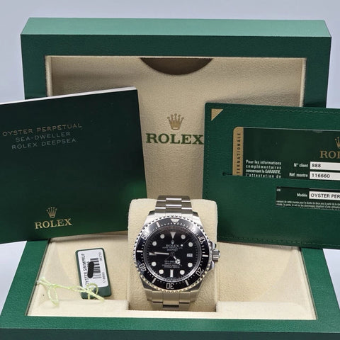 PAPERS Rolex Sea-Dweller Deepsea 44mm Black Ceramic Steel Dive Watch 116660 BOX