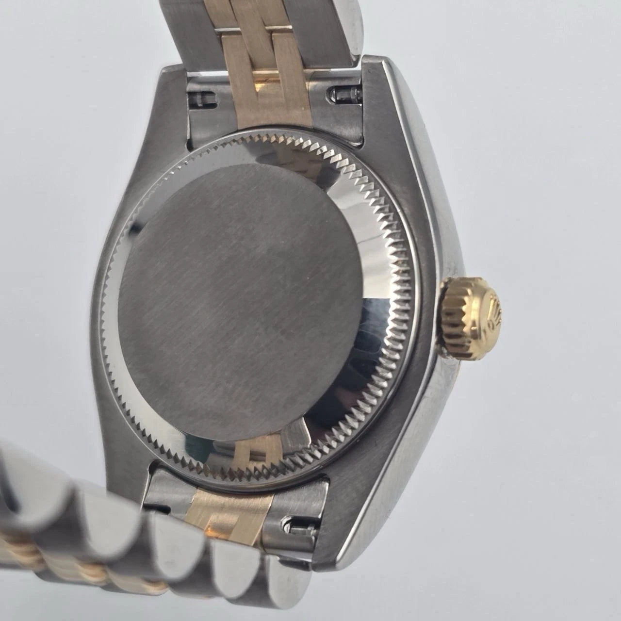 PAPERS MINT Rolex Datejust 18k Two Tone Gray Diamond Dial 26mm Watch 179173
