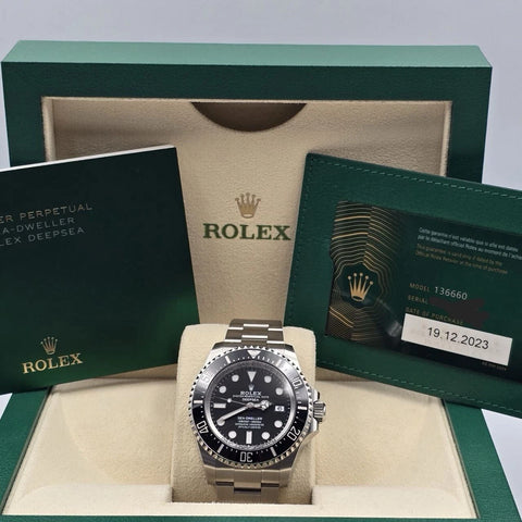MINT 2023 PAPERS Rolex Sea-Dweller Deepsea Steel Black 44mm 136660 Watch BOX
