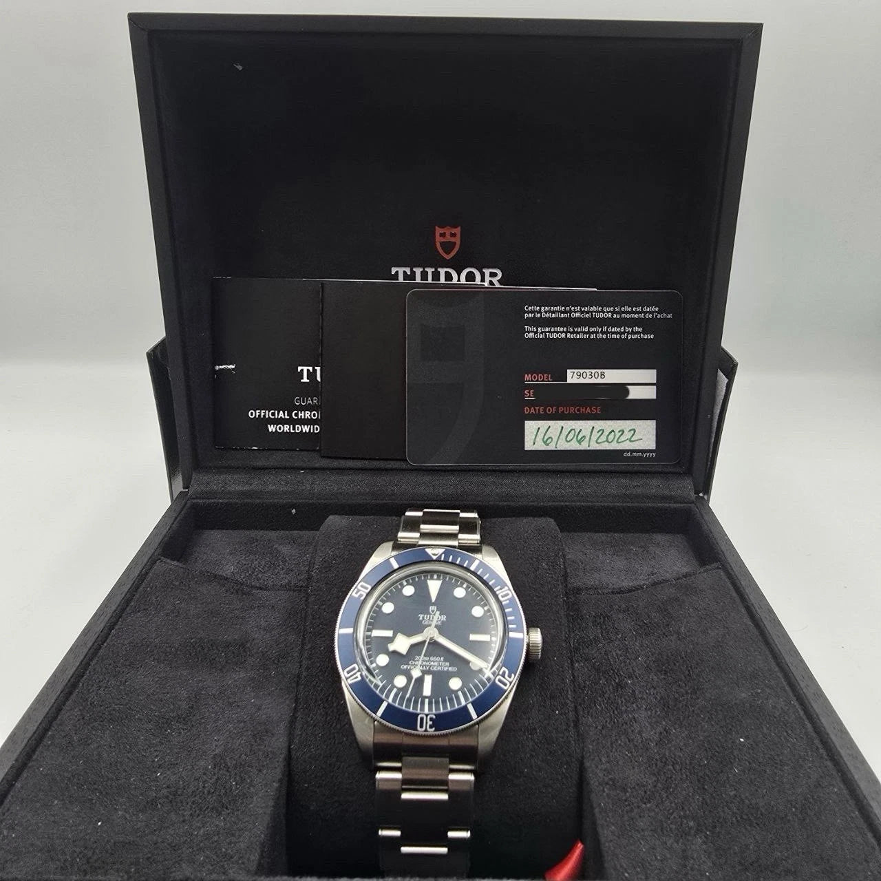 PAPERS 2022 Tudor Black Bay Blue Dial 39mm Steel Automatic Watch 79030B BOX