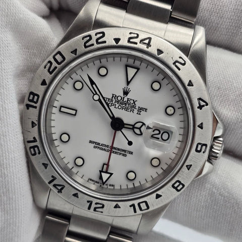 Rolex Explorer II White 40mm Stainless Steel Oyster Date Watch 16570