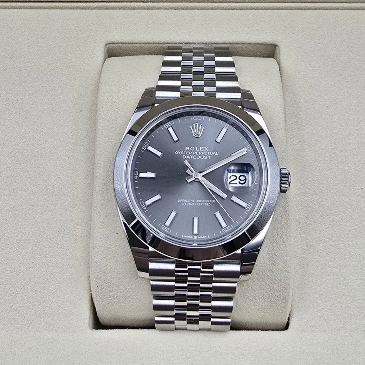 NEW 2025 Rolex Datejust 41mm Smooth Rhodium Dial Jubilee Bracelet 126300 UNWORN