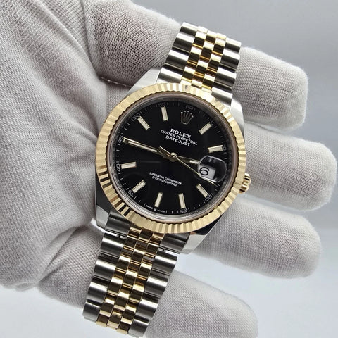 PAPERS 2024 Rolex DateJust 41mm Two Tone Black Index Dial Jubilee 126333 BOX