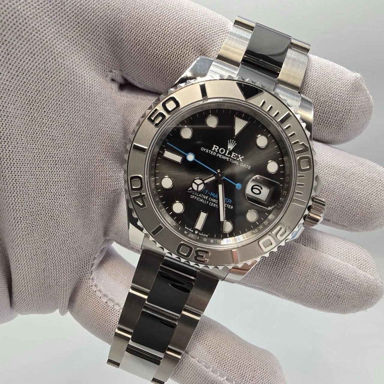 NEW 2025 FRESH Rolex Yacht-Master 40mm Rhodium Slate Dial Platinum Watch UNWORN