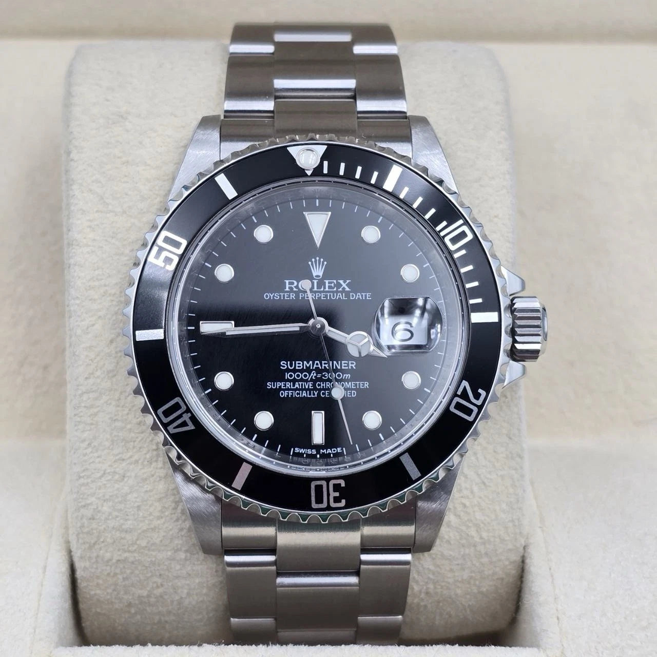 2018 RSC Rolex Submariner Date 16610 Black Dial NO HOLES Steel Oyster 40mm Watch