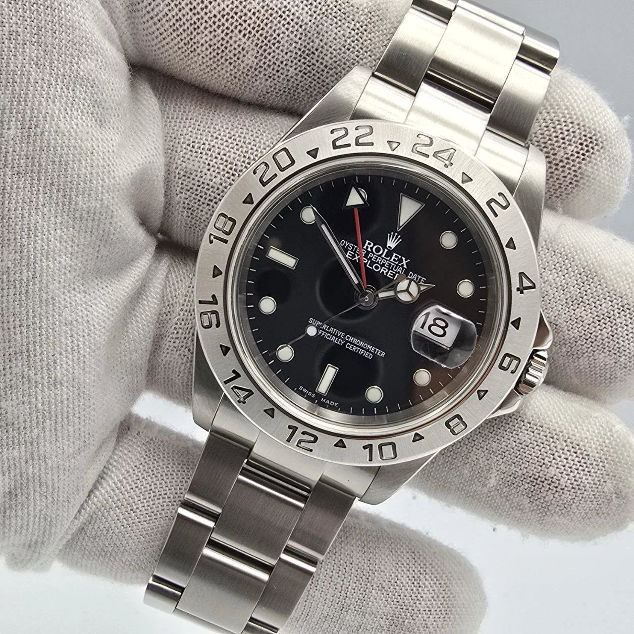 2005 Rolex Explorer II 16570 Steel Black Dial NO HOLES Automatic Date Watch 40MM