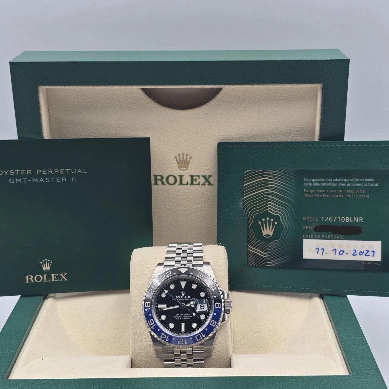 MINT PAPERS 2021 Rolex GMT-Master II BATGIRL Steel JUBILEE 40mm 126710BLNR BOX