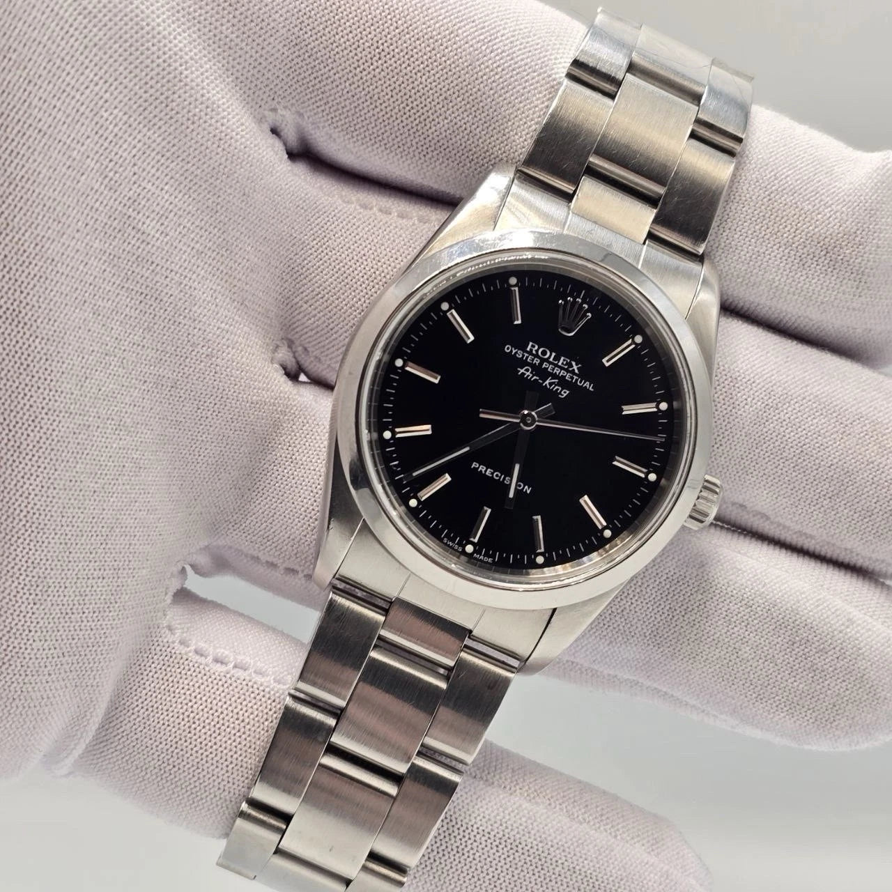 2007 Rolex Air King 14000M Automatic Watch Stainless Black Dial 34MM