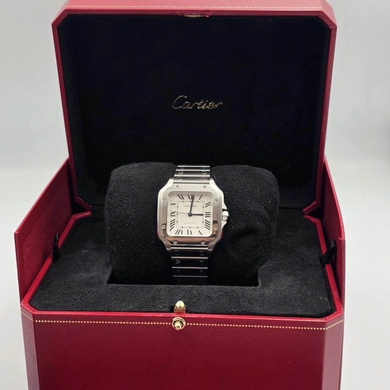 Cartier Santos De Cartier Medium Model Auto Steel Watch 35mm Watch WSSA0029 B+P