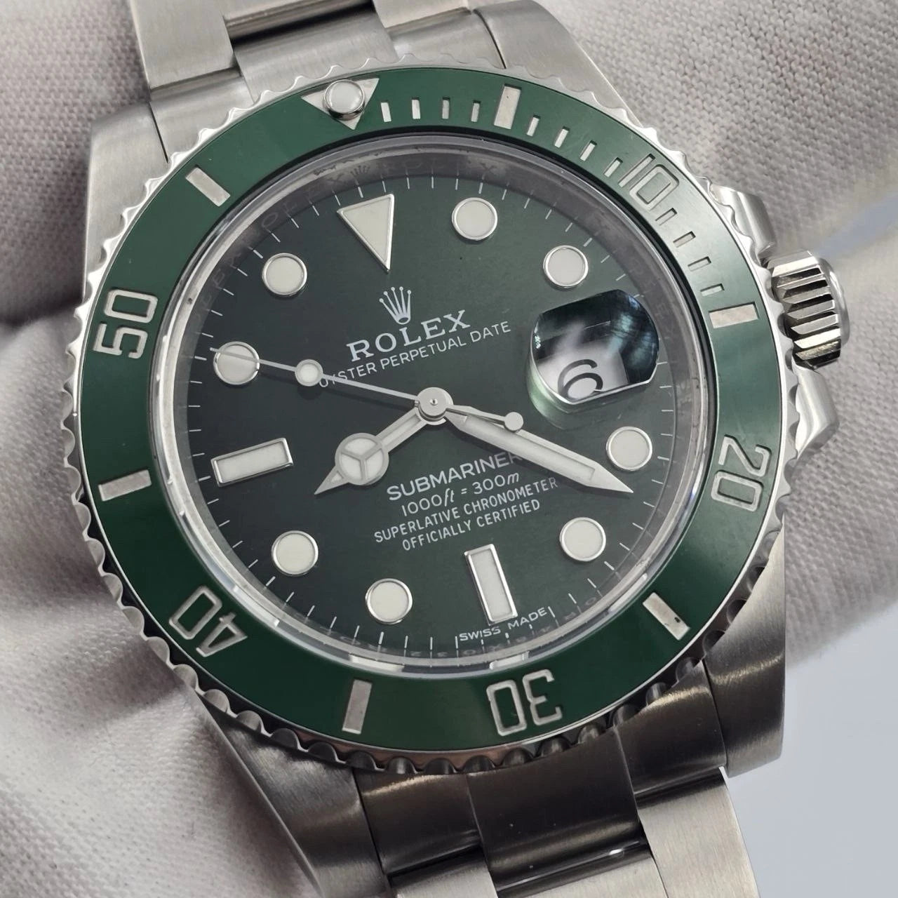 PAPERS 2013 MINT Rolex Submariner Hulk 116610LV Green 40mm Ceramic Watch BOX