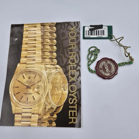 MINT Rolex 18K Gold Day-Date President Gold Champagne Dial 36mm Watch 18238