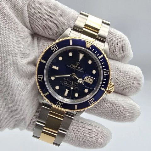2023 RSC Rolex Submariner Date 18K Gold Blue Stainless Steel 40mm Watch 16803