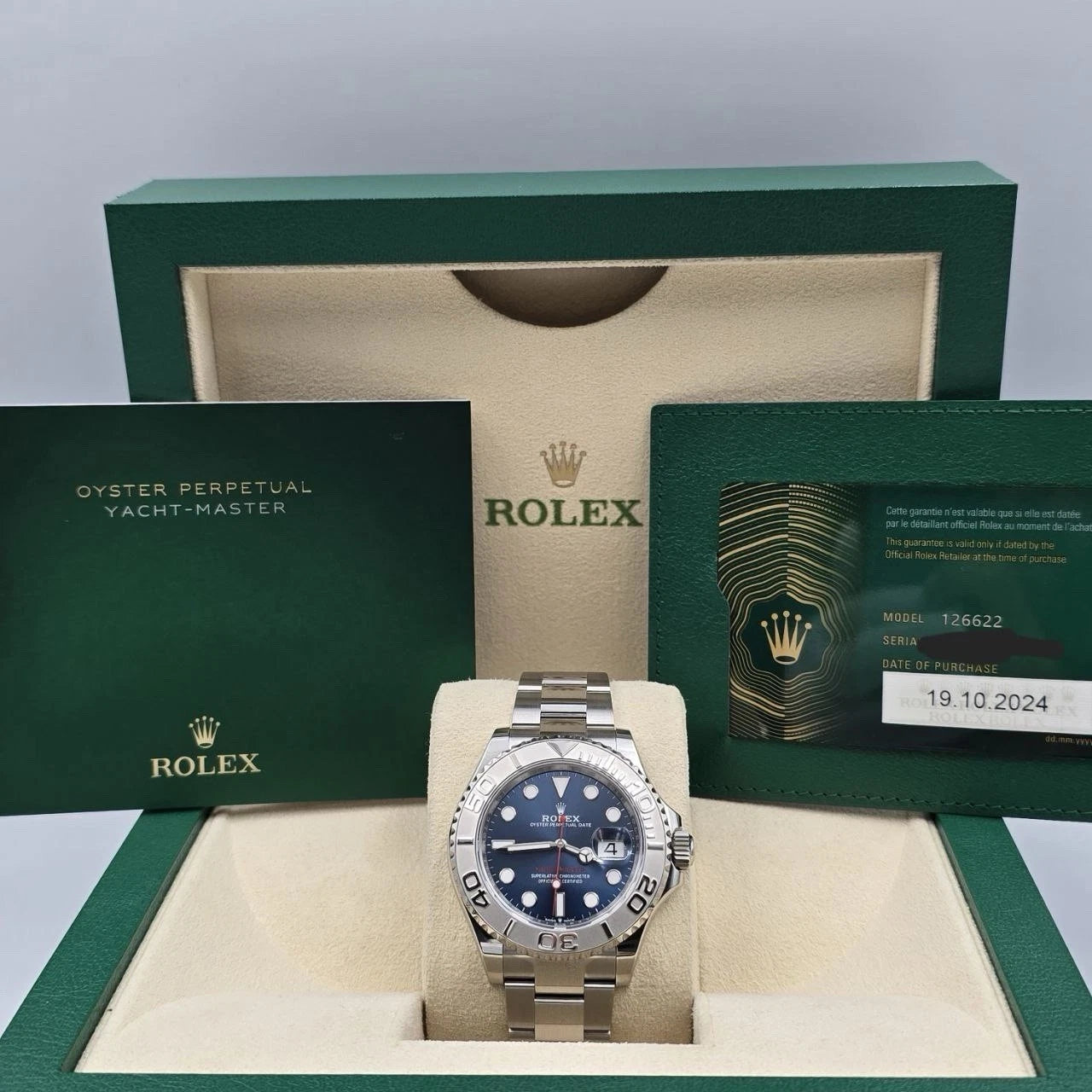 PAPERS 2024 Rolex Yacht-Master 40mm “Captain America” Blue Dial 126622 BOX