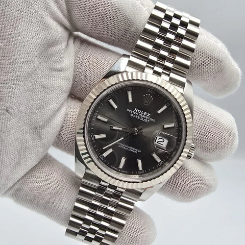 MINT PAPERS 2020 Rolex Datejust 41mm Fluted Bezel Rhodium Jubilee 126334 BOX