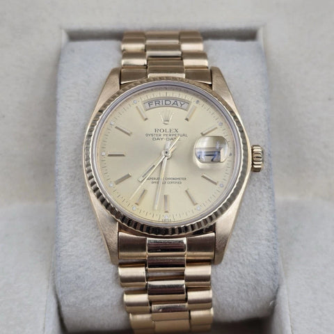 Rolex Day-Date 18038 President 18k Gold 36mm Champagne Dial