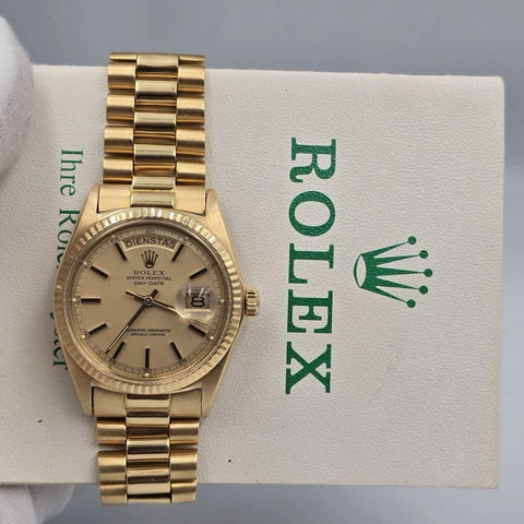 PAPERS Rolex Day-Date 1803 President German 18k Gold 36mm Factory Champagne Dial