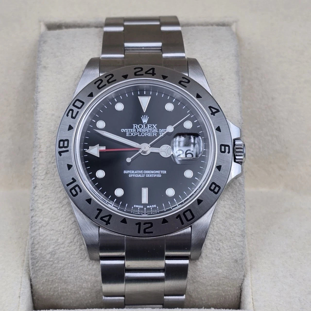 2005 Rolex Explorer II 16570 Steel Black Dial NO HOLES Automatic Date Watch 40MM