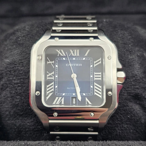 NEW Cartier Santos de Cartier Large Model Steel Blue Dial 39.8mm WSSA0071