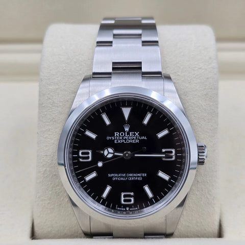 2025 PAPERS Rolex Explorer Black Dial Stainless Steel 36mm Watch 124270 BOX