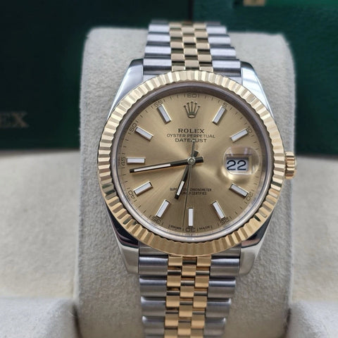 2019 PAPERS Rolex Datejust 41mm 126333 Two Tone Jubilee Champagne Dial BOX