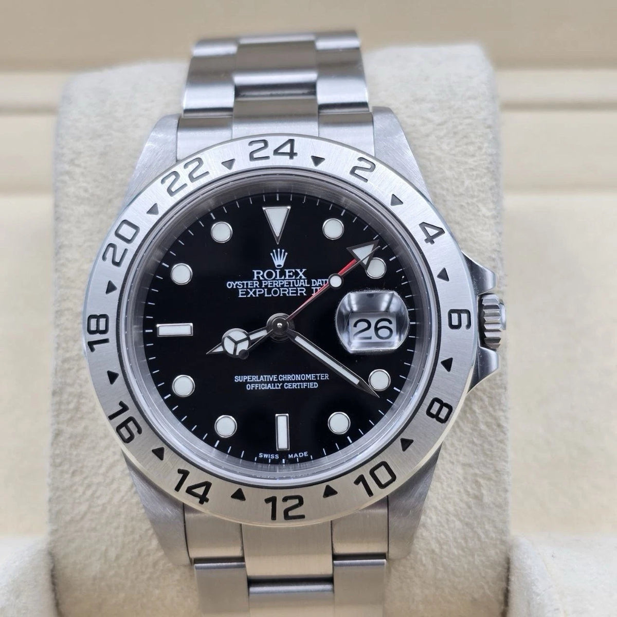PAPERS 2003 Rolex Explorer II 16570 Steel Black Dial Date 40mm Watch + 2019 RSC