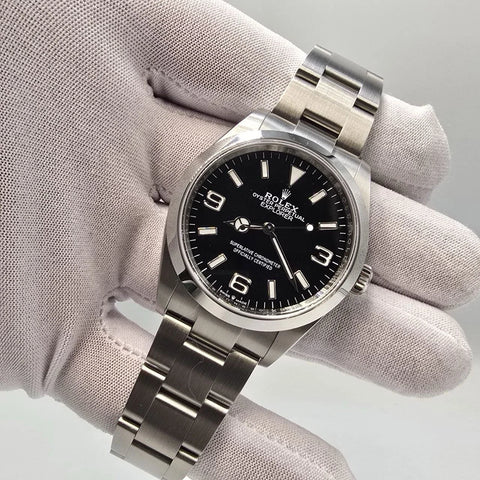 PAPERS MINT 2025 Rolex Explorer Black Dial Stainless Steel 36mm Watch 124270 BOX