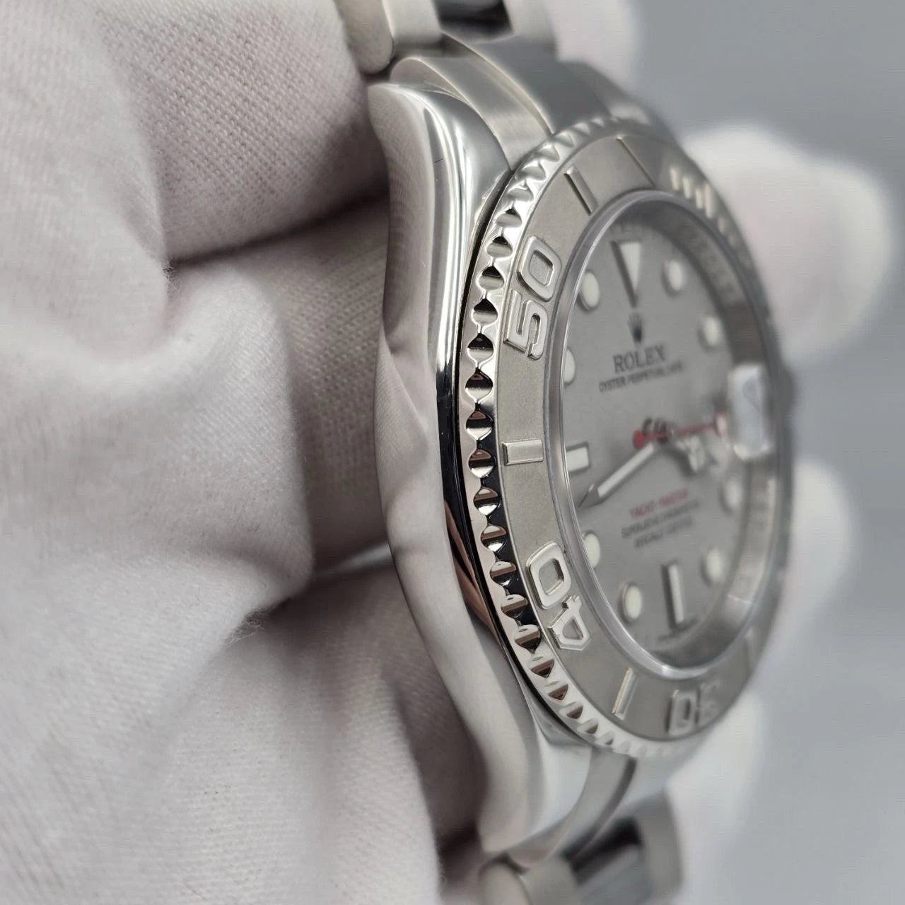2007 Rolex Yacht-Master Platinum Dial Stainless Steel Oyster Watch 40mm 16622