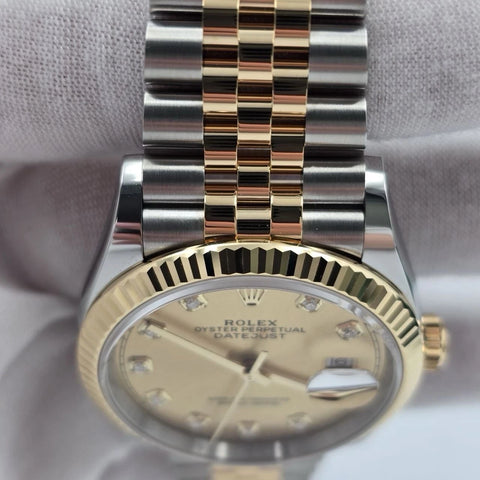 NEW 2026 Rolex Datejust 36mm 18K Two Tone Champagne Diamond Dial Jubilee 126233