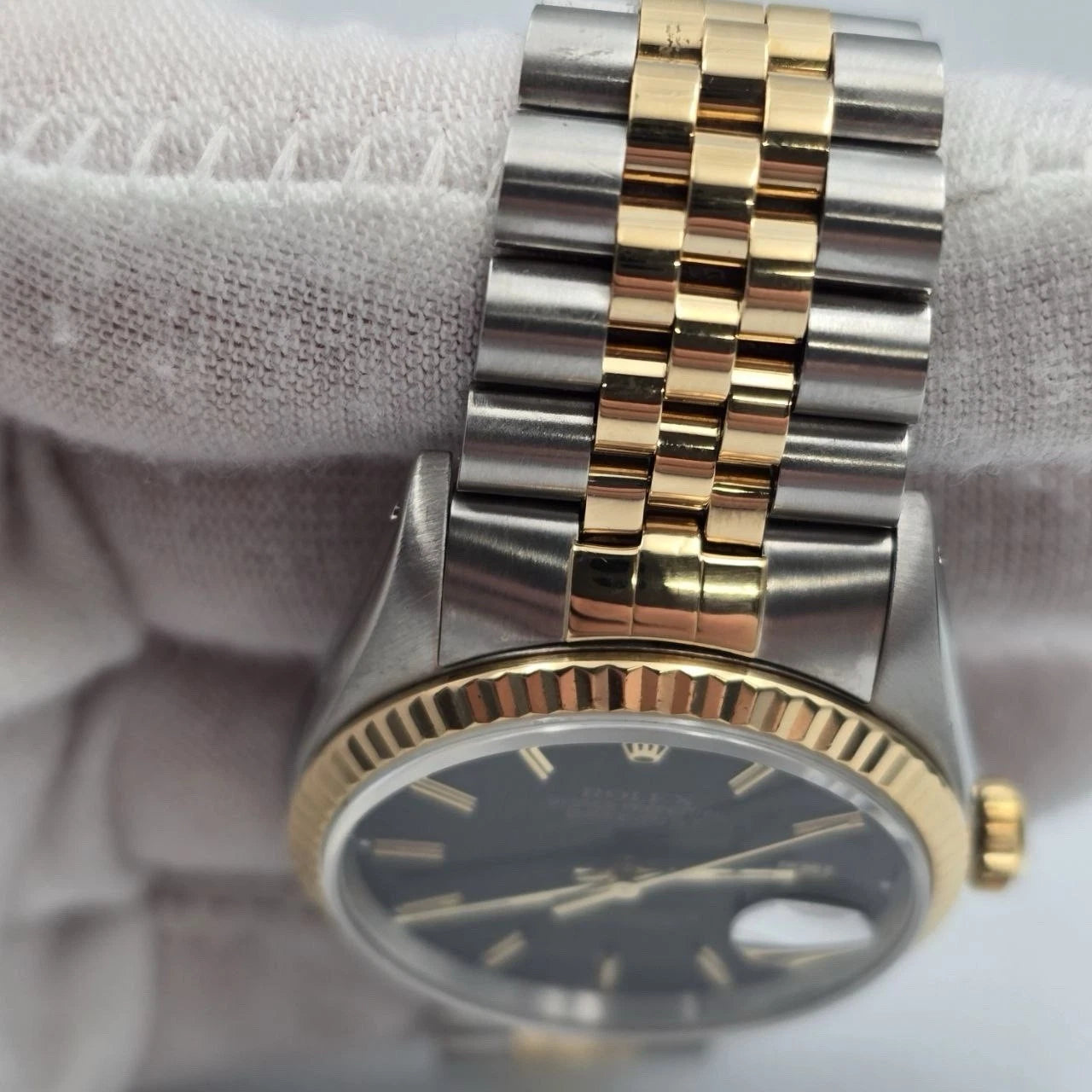 Rolex Datejust 36mm FACTORY BLACK Dial 18K Yellow Gold Two Tone Jubilee 16233