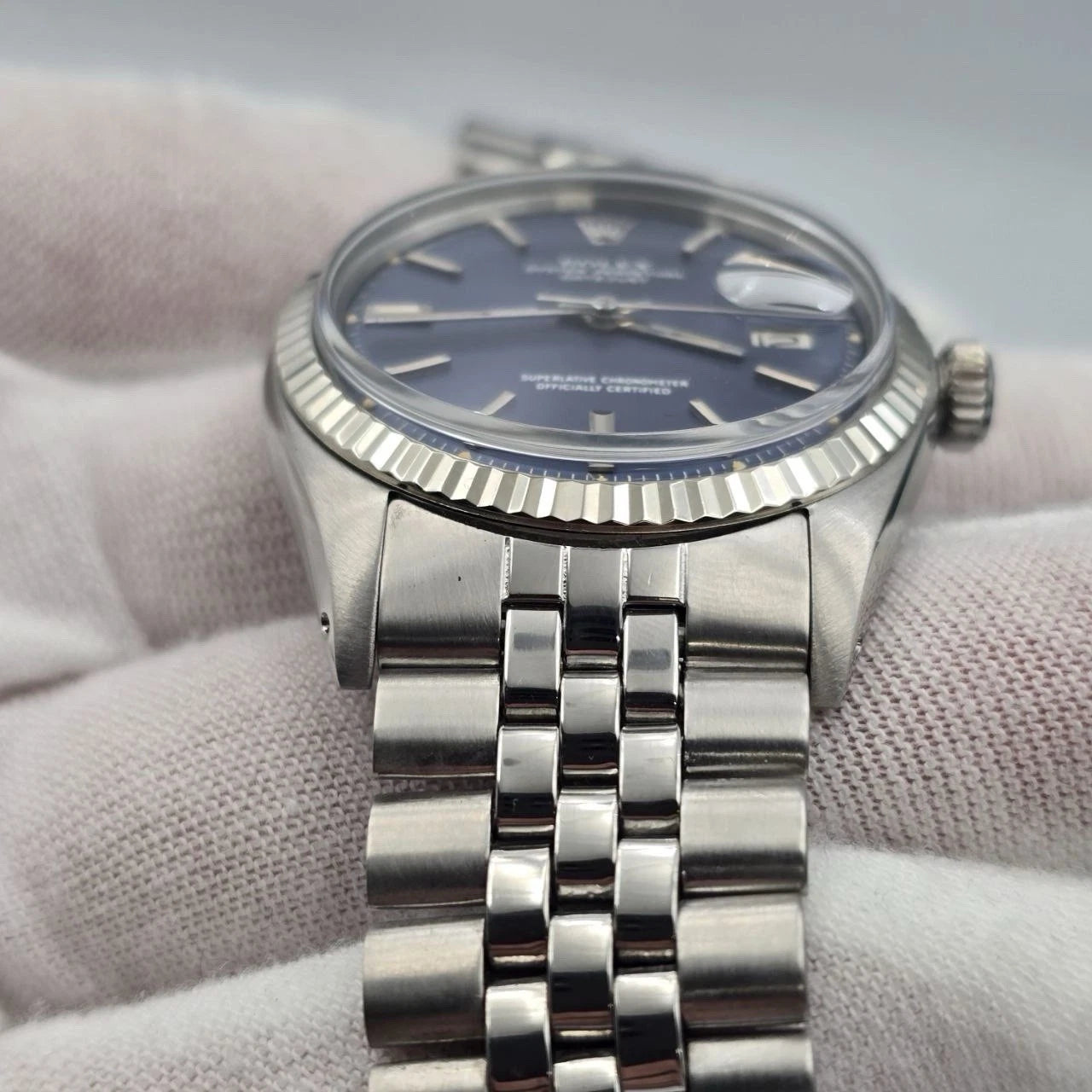 Rolex Datejust 1601 Stainless Steel Factory BLUE Dial Jubilee 36mm Watch