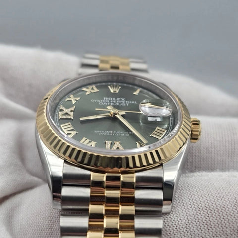 2023 PAPERS Rolex Datejust 36mm 126233 Two-Tone Jubilee Green Diamond Dial BOX