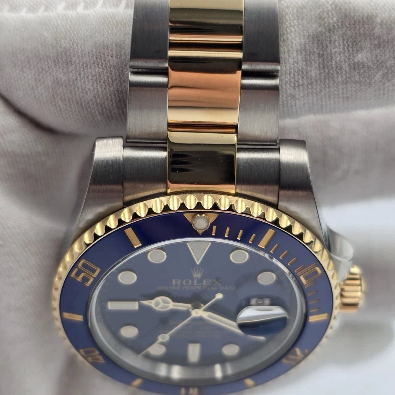 PAPERS 2019 Rolex Submariner Date 116613LB Blue Dial Gold TT 40mm Watch BOX