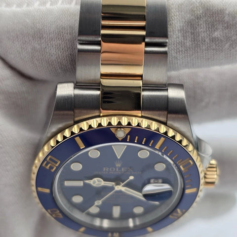 PAPERS 2019 Rolex Submariner Date 116613LB Blue Dial Gold TT 40mm Watch BOX