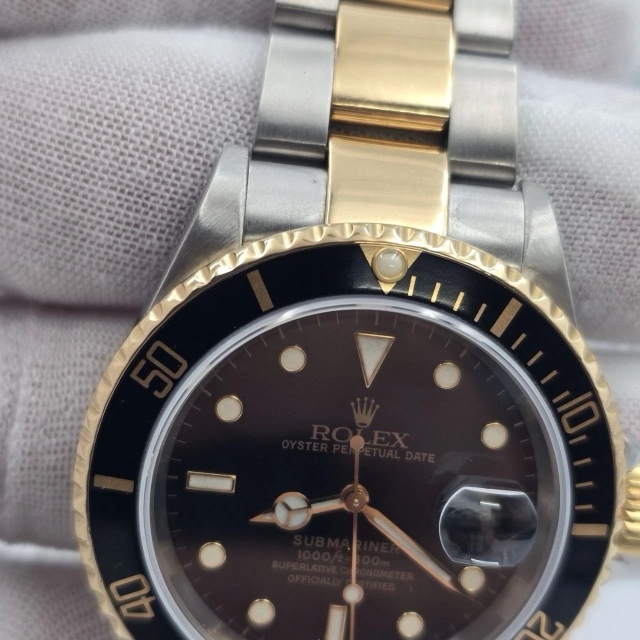 Rolex Submariner Date 16613 Black Dial Gold Buckle Two Tone Gold 40mm Watch