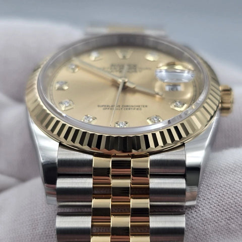 NEW 2026 Rolex Datejust 36mm 18K Two Tone Champagne Diamond Dial Jubilee 126233