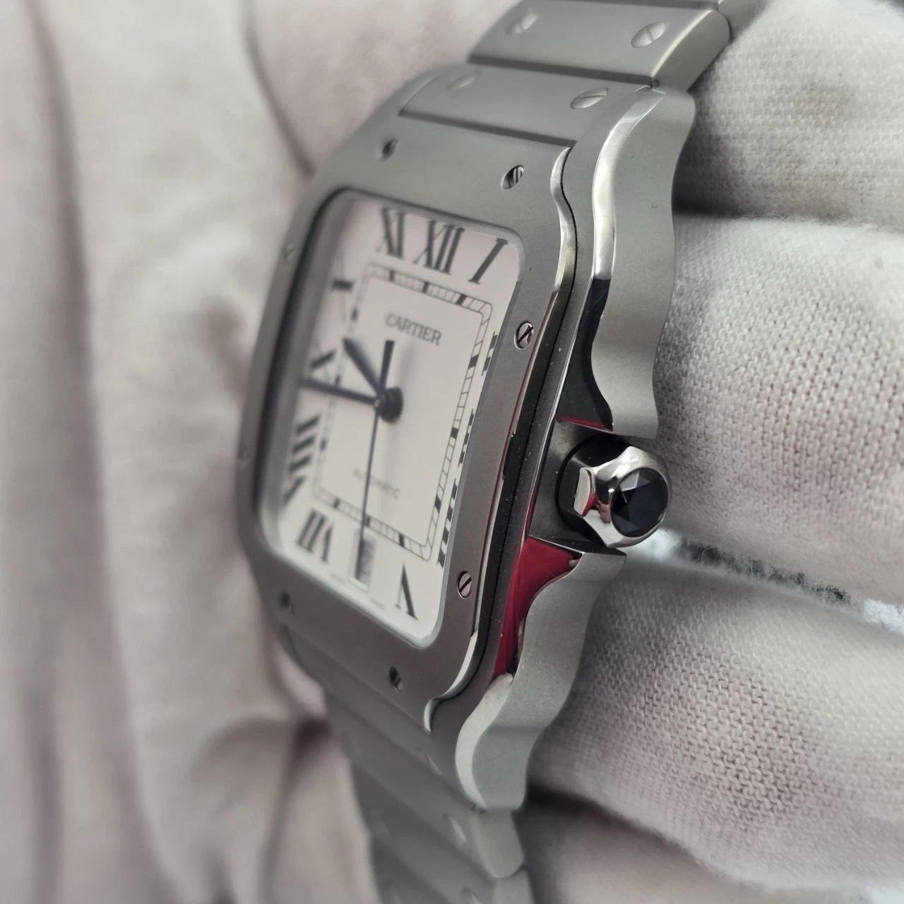 PAPERS 2025 Cartier Santos Steel White Dial 40mm Titanium Watch WSSA0089 BOX