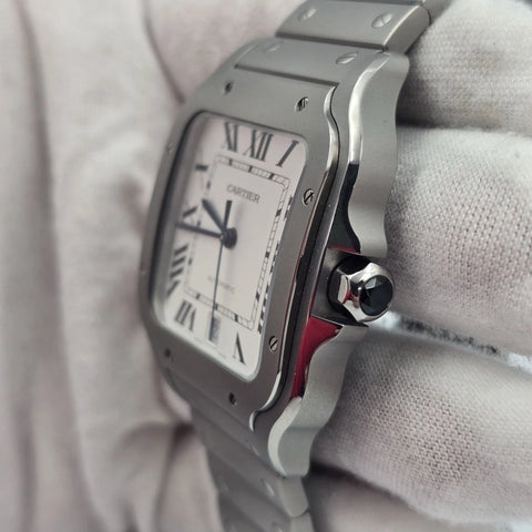 PAPERS 2025 Cartier Santos Steel White Dial 40mm Titanium Watch WSSA0089 BOX