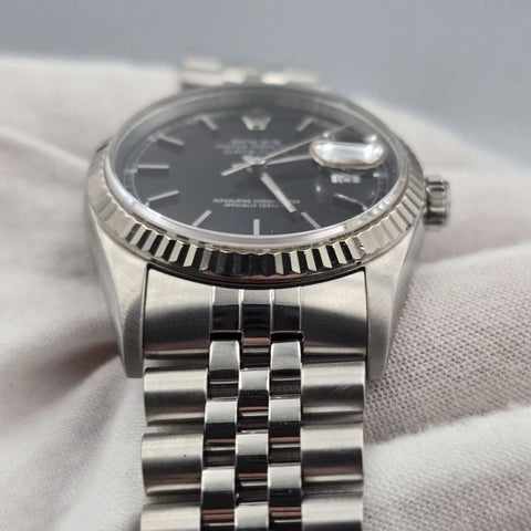 2005 Rolex Datejust Factory Black Dial Stainless Steel Jubilee 16234 36mm Watch